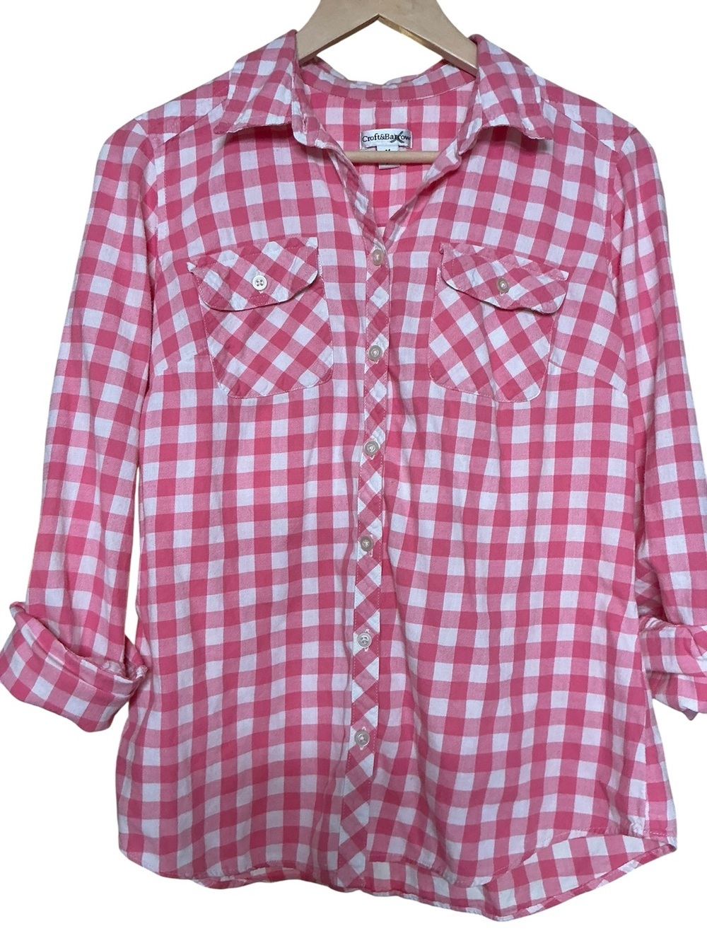 Strawberry Shortcake Upcycled Top Flannel Shirt Western Fringe Cowgirl - Picture 4 of 13